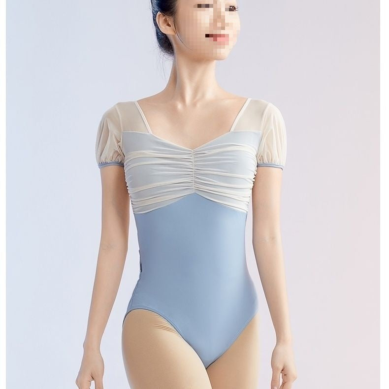 Maribelle Mesh Ruched Short Sleeve Leotard