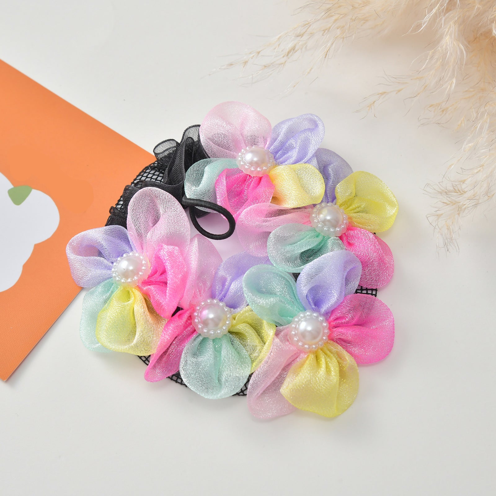 Evorine Floral Pearl Bun Hair Net