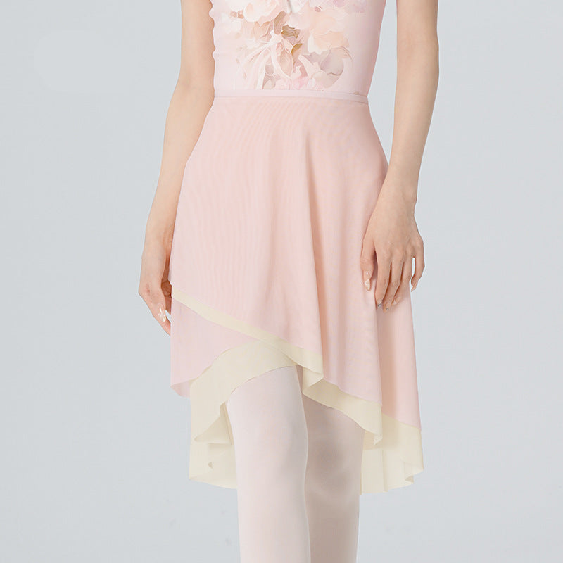 Olivine Double-Layer Contrast Mesh Skirt