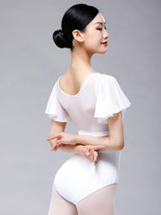 Moonnella Sheer Flutter Sleeve Leotard
