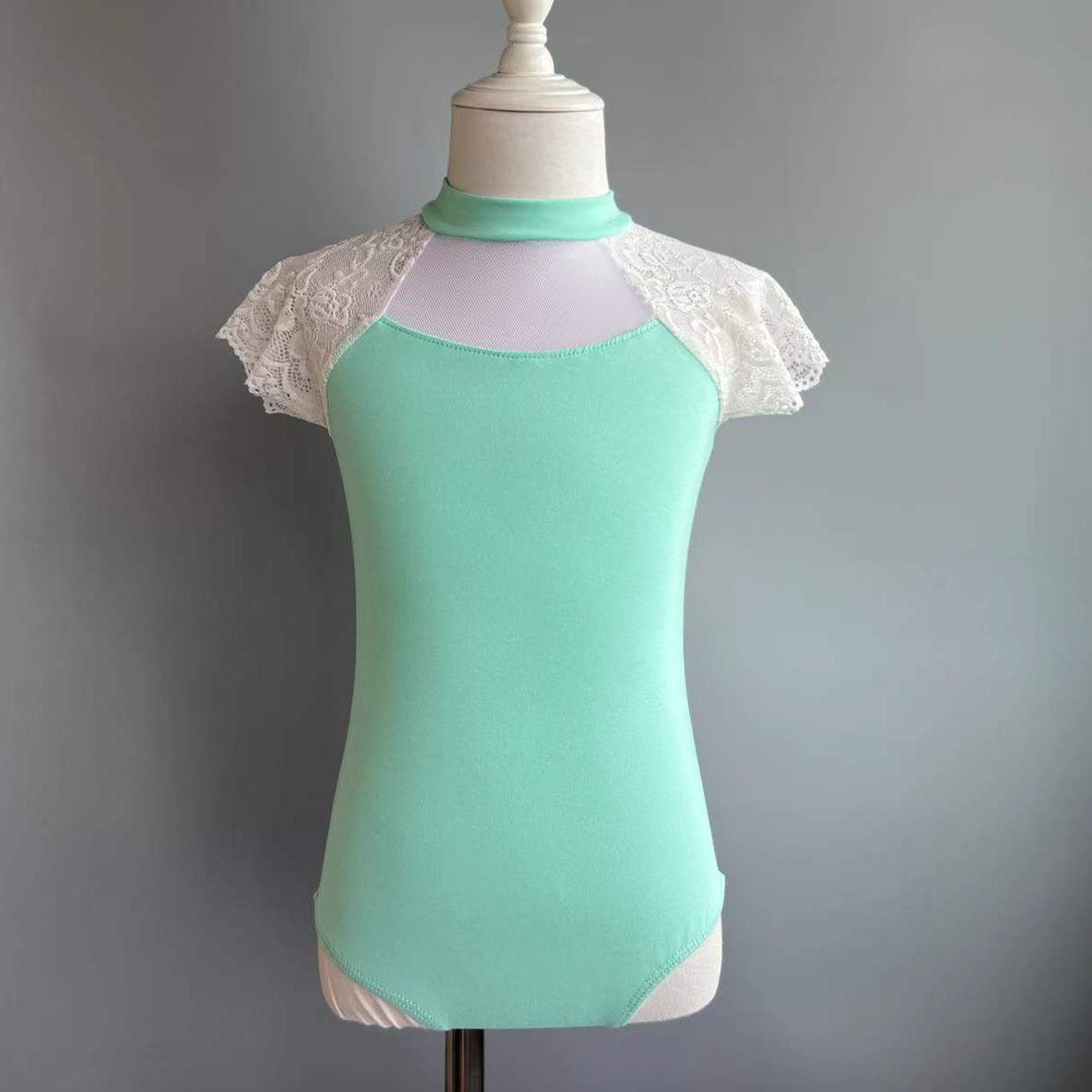 Rosetta Lace Shoulder Short-Sleeve Leotard