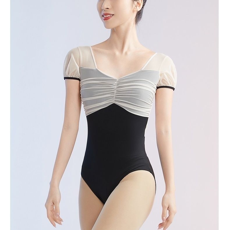 Maribelle Mesh Ruched Short Sleeve Leotard