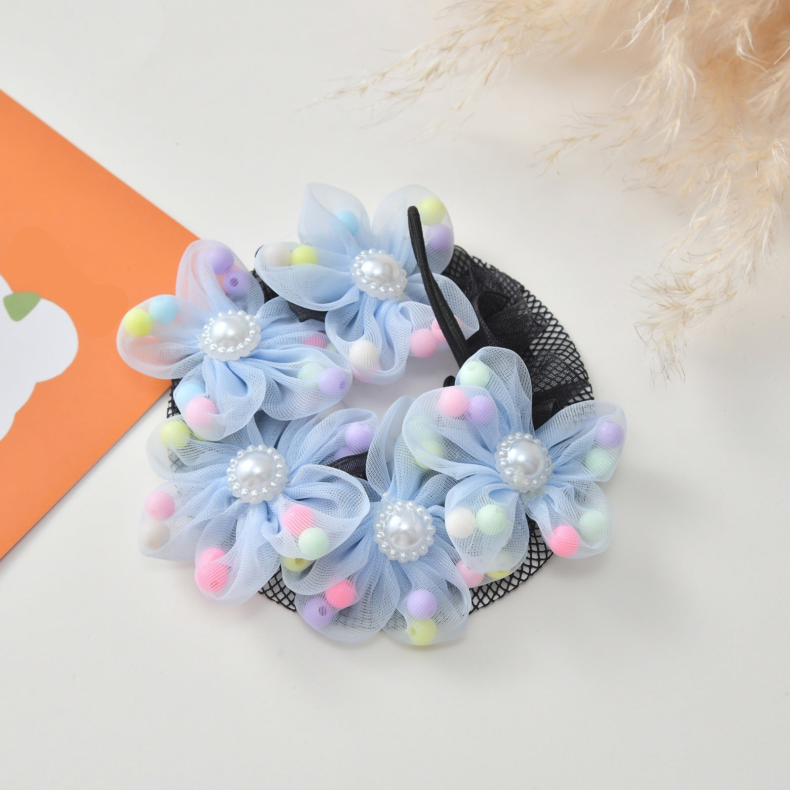 Evorine Floral Pearl Bun Hair Net
