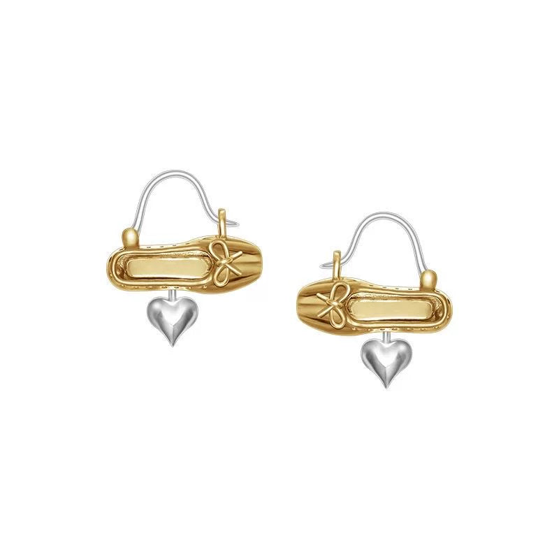 Bravina Ballet Shoe Heart Drop Earrings