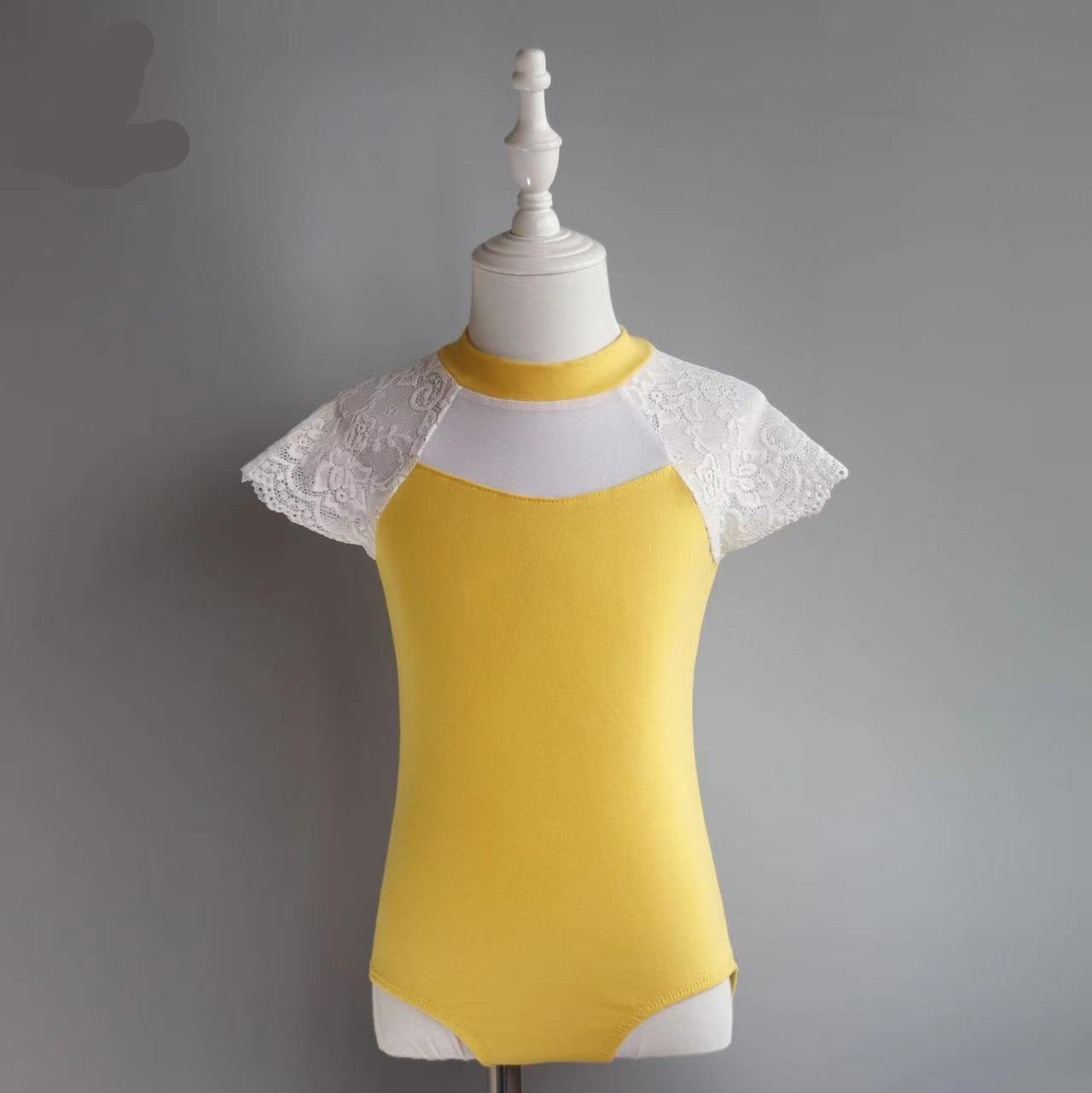 Rosetta Lace Shoulder Short-Sleeve Leotard