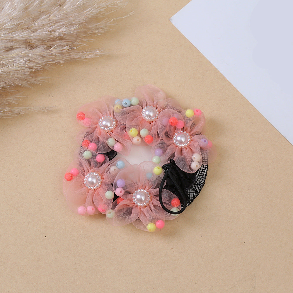 Evorine Floral Pearl Bun Hair Net