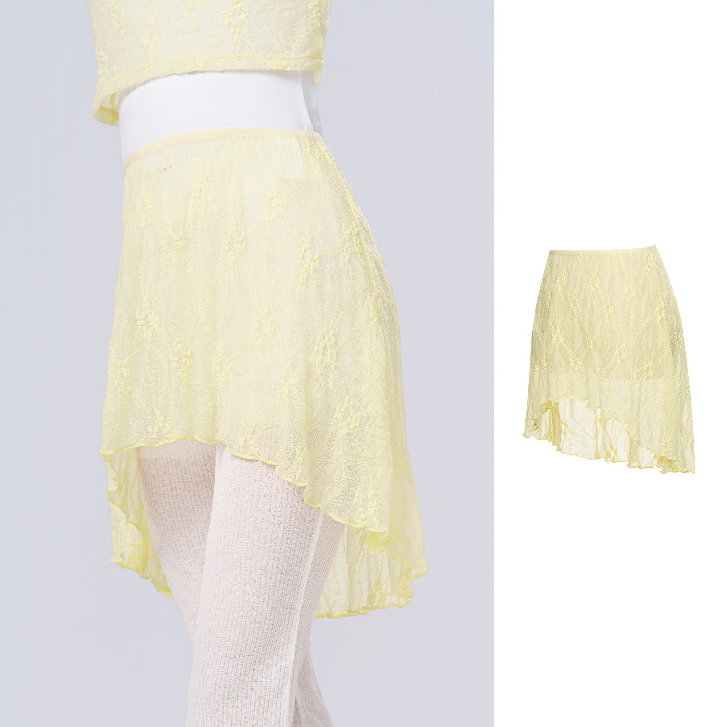 Voravienne Lace High-Low Wrap Skirt