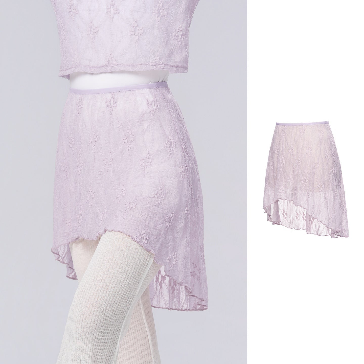 Voravienne Lace High-Low Wrap Skirt