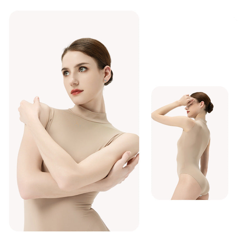 Damarise Stand Collar Sleek Fit Sleeveless Leotard