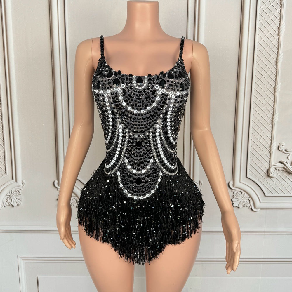 Telavienne Crystal Fringe Bodysuit