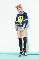 Helvienne Sequin Smile Performance Top