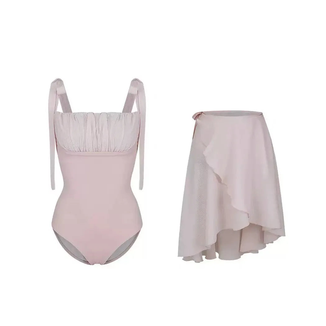 Pink leotard with chiffon skirt