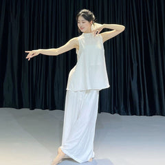 Lune High-Neck Top and Wide-Leg Flow Pants