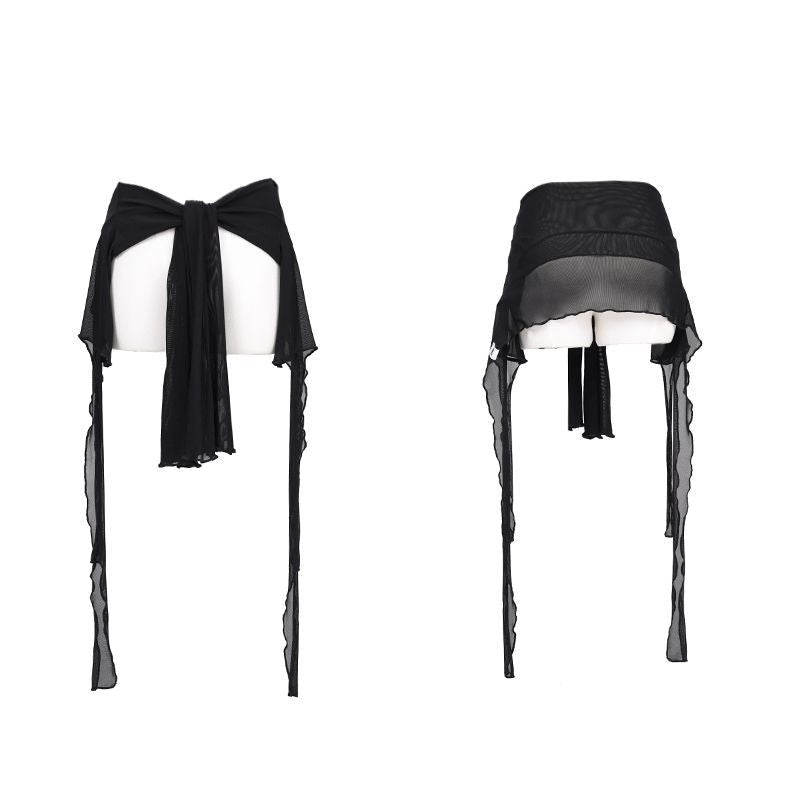 Quivoria Mesh Tie-Front Flowy Waist-Tie