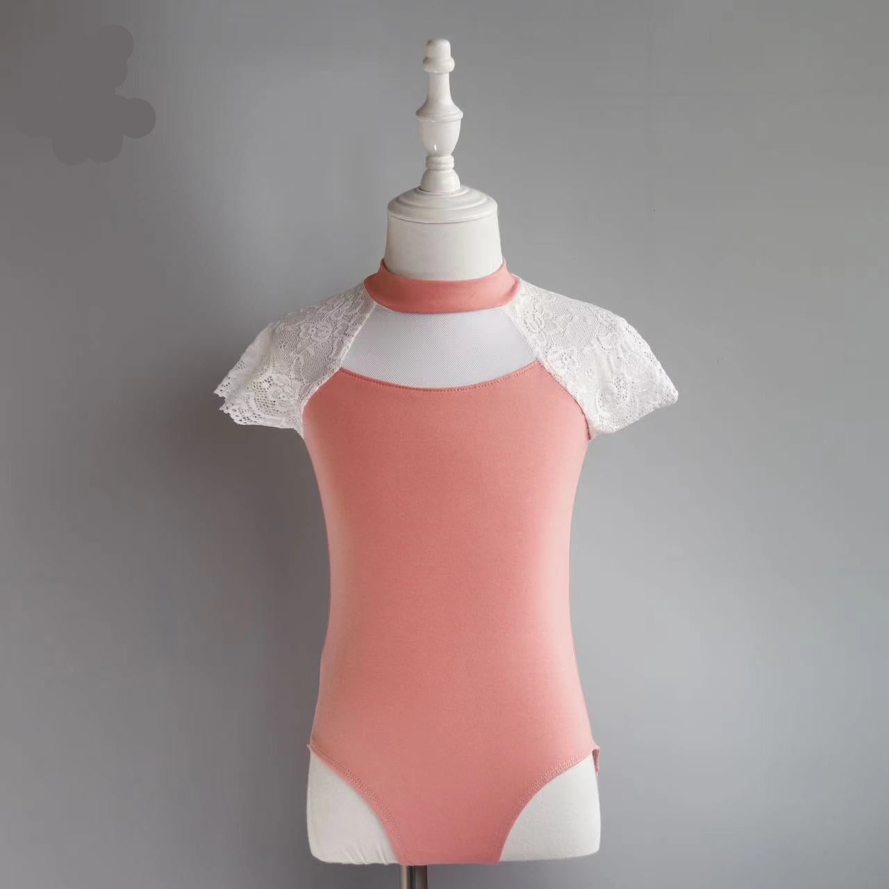 Rosetta Lace Shoulder Short-Sleeve Leotard