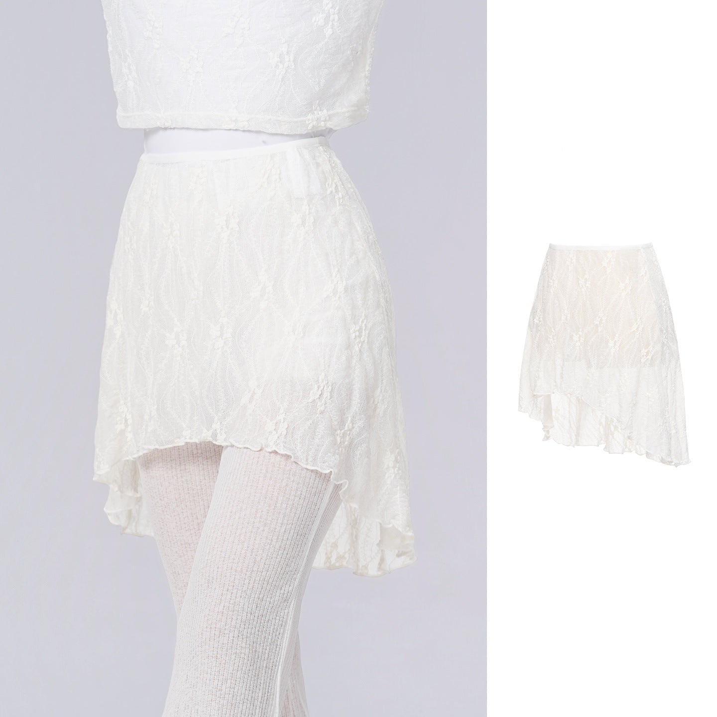 Voravienne Lace High-Low Wrap Skirt