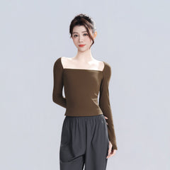 Belvoria Square Neck Long Sleeve Top