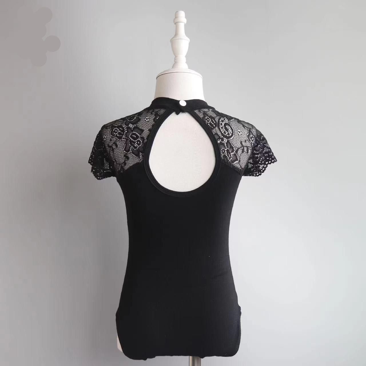 Rosetta Lace Shoulder Short-Sleeve Leotard