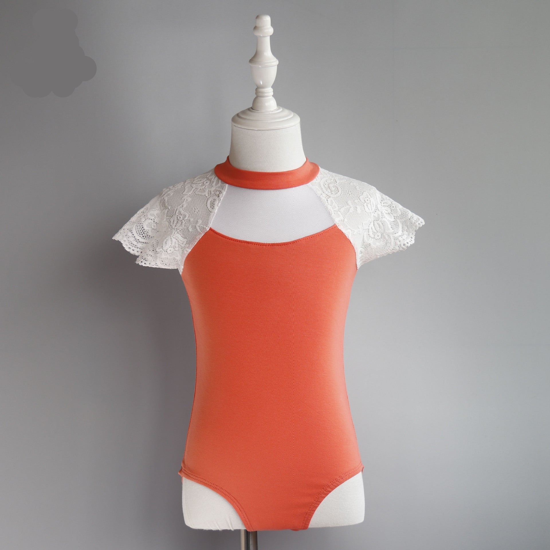 Rosetta Lace Shoulder Short-Sleeve Leotard