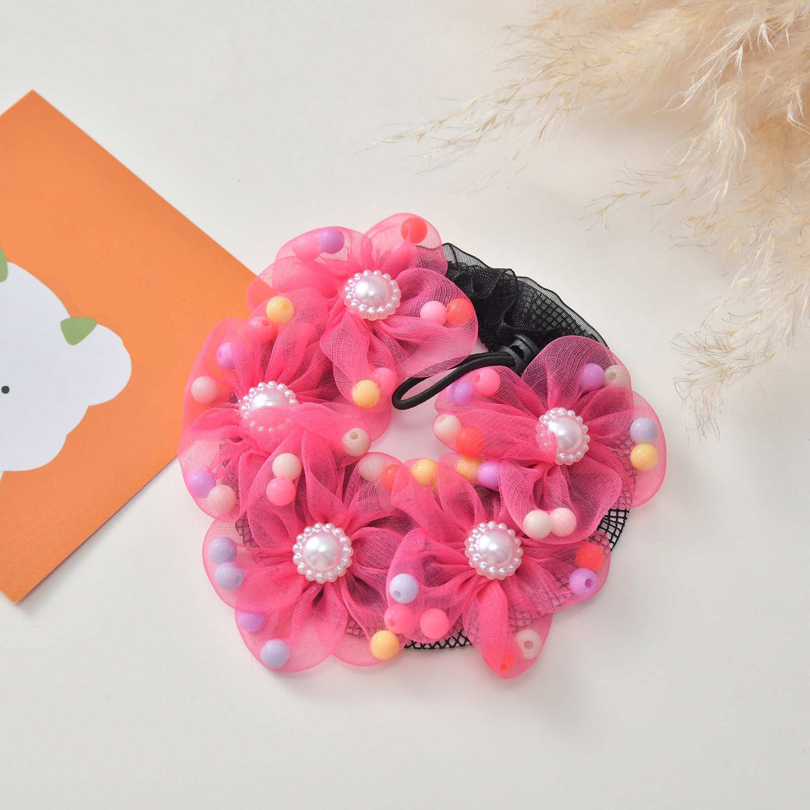 Evorine Floral Pearl Bun Hair Net