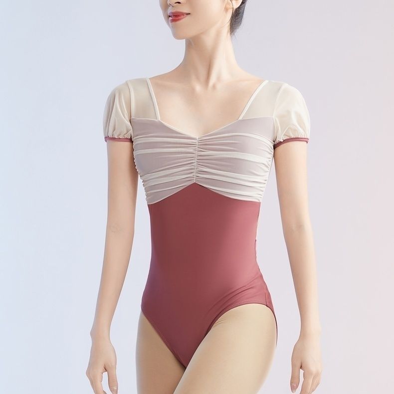 Maribelle Mesh Ruched Short Sleeve Leotard
