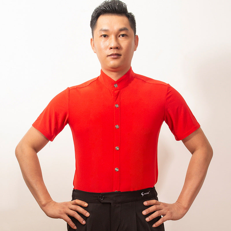 Iskander Stand Collar Button Training Top