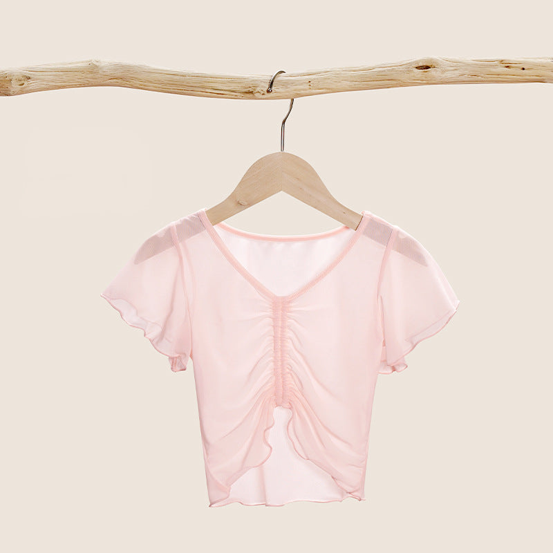 Petalorin Mesh Ruched Practice Blouse