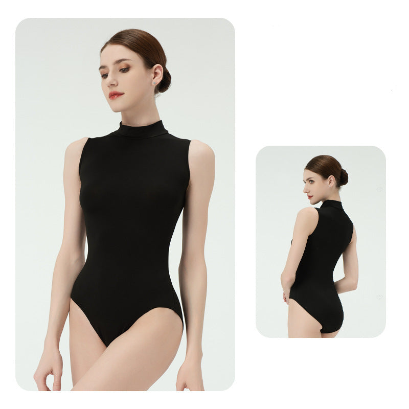 Damarise Stand Collar Sleek Fit Sleeveless Leotard