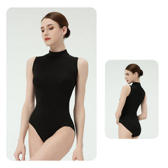 Damarise Stand Collar Sleek Fit Sleeveless Leotard