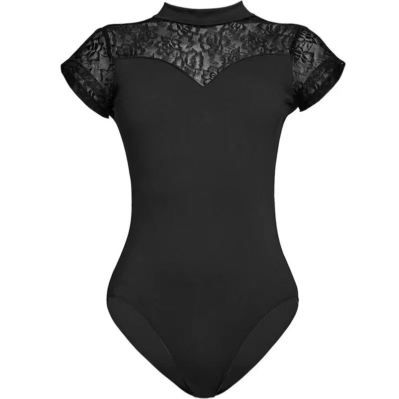 Ysolde Lace Open Back High Neck Leotard