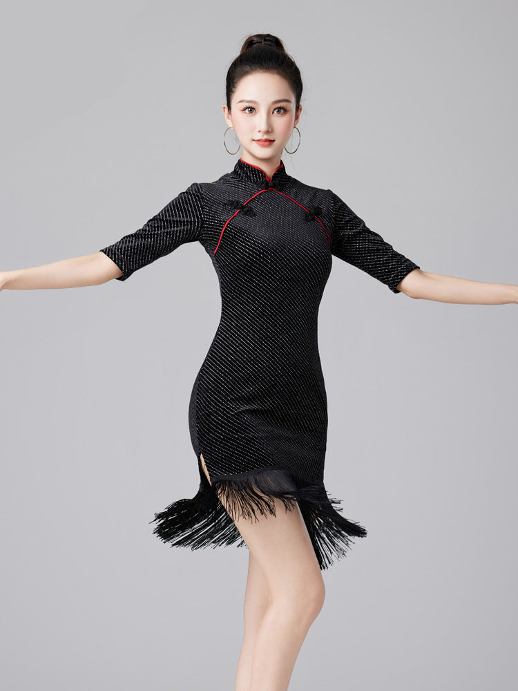 Delavelle Velvet Fringe Dress
