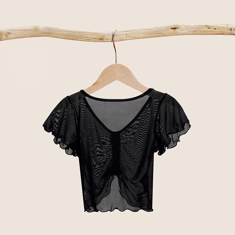 Petalorin Mesh Ruched Practice Blouse