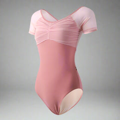 Chic Low-Back Pink Mesh Leotard