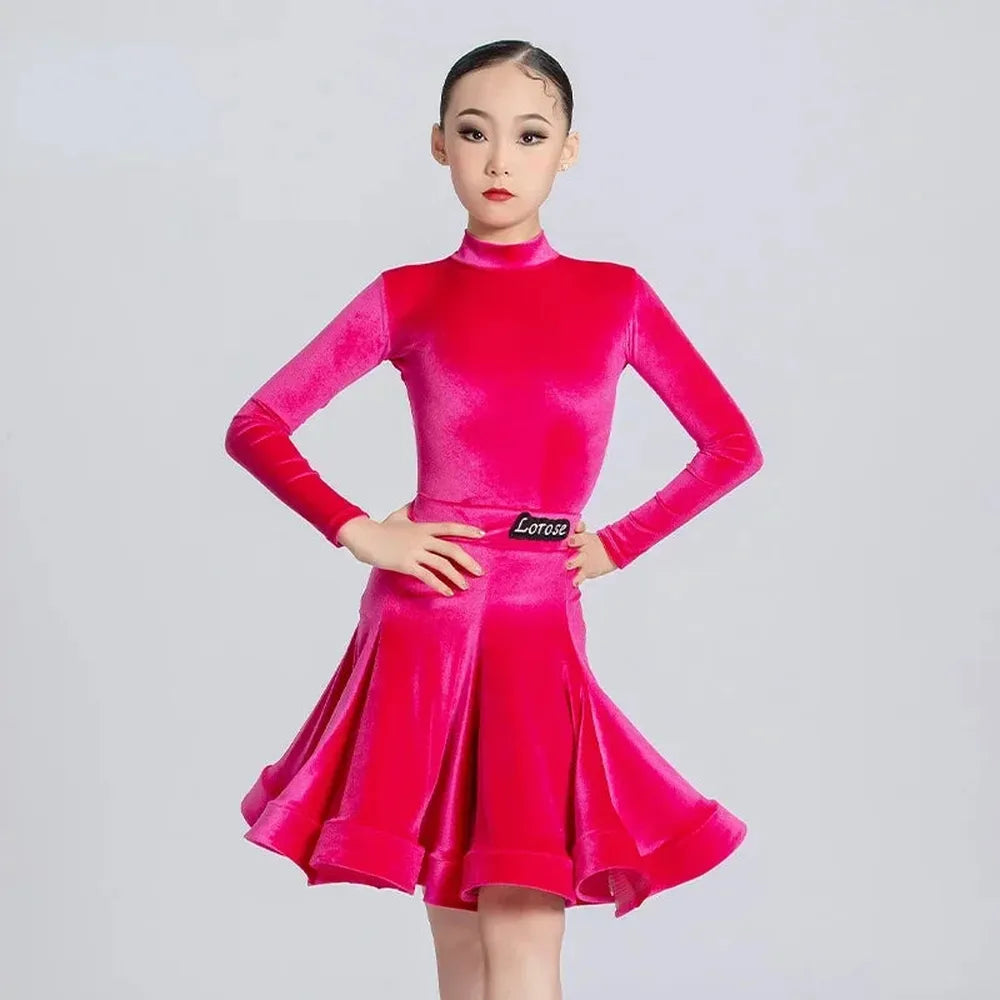 Girls' Velvet Latin Dance Dress