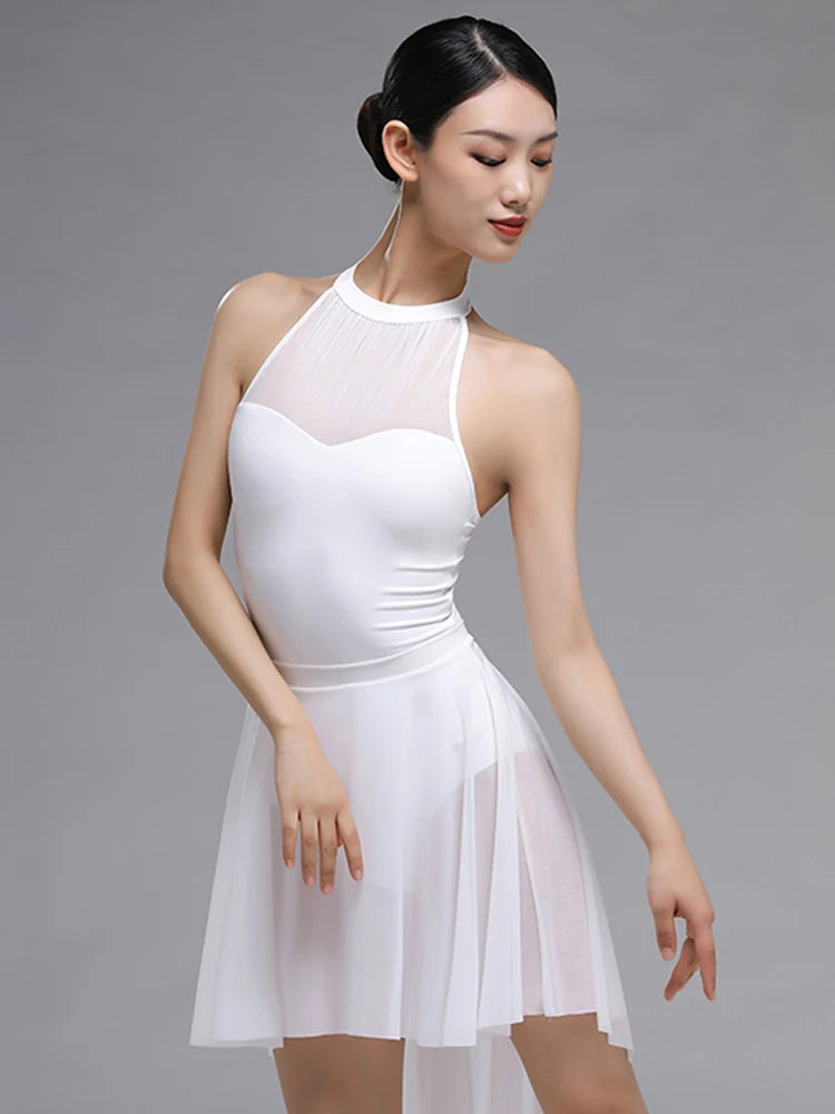 High Collar Mesh Ballet Leotard