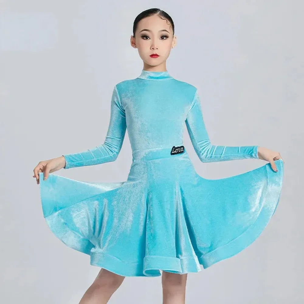 Girls' Velvet Latin Dance Dress