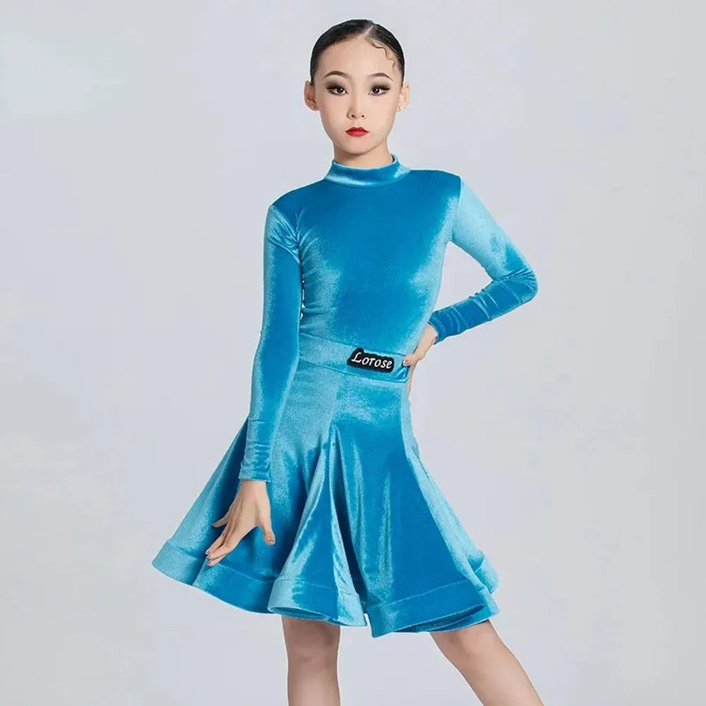 Girls' Velvet Latin Dance Dress