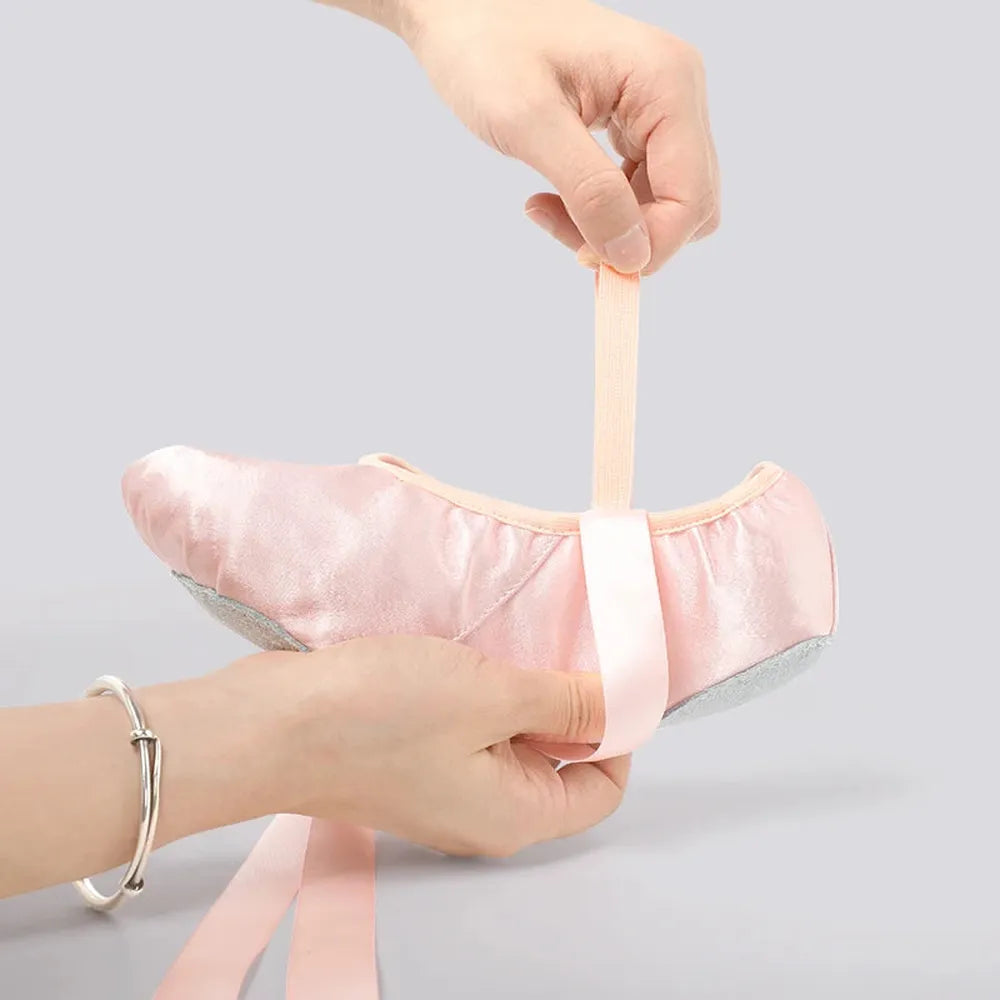 Satin Ballet Shoes with Ribbon