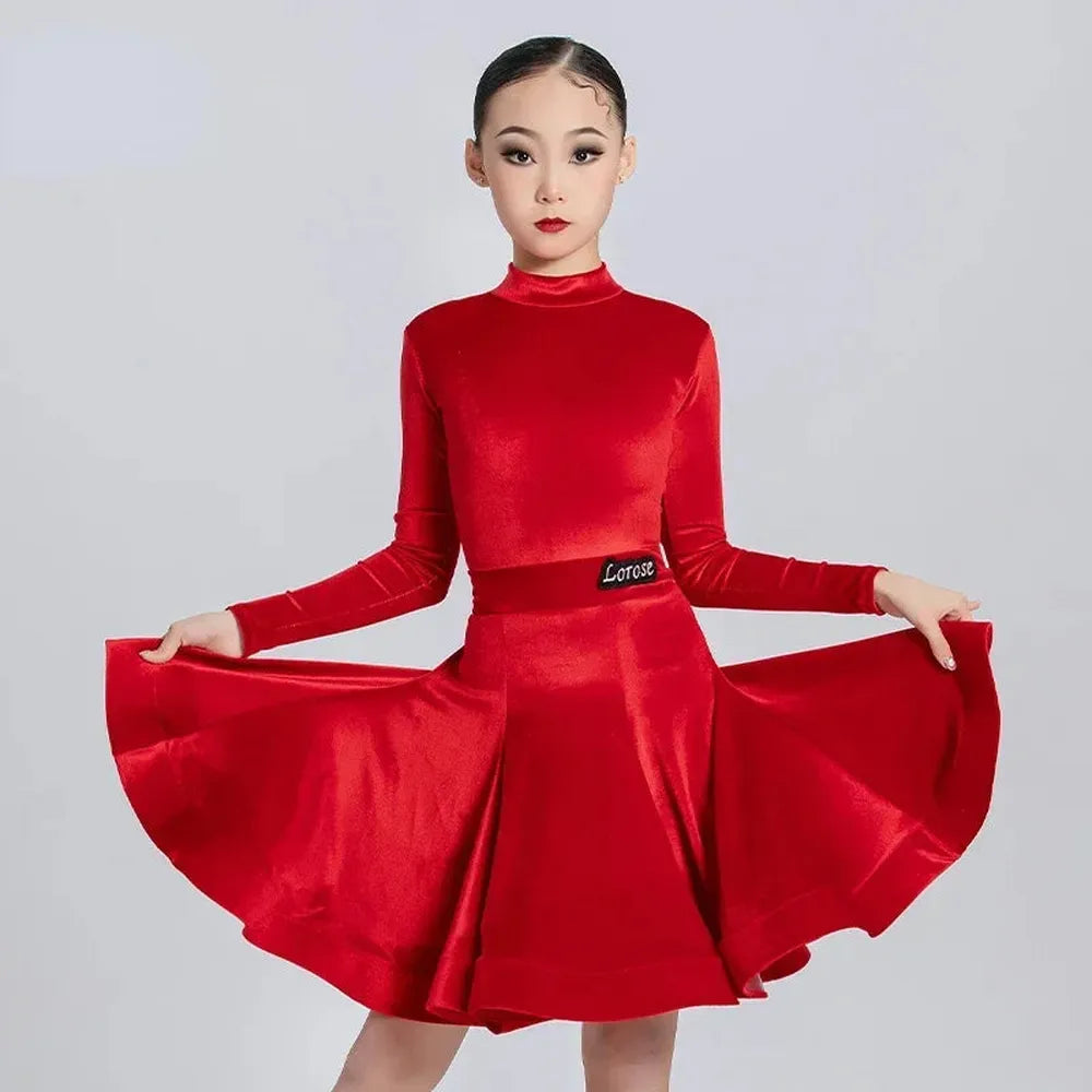Girls' Velvet Latin Dance Dress