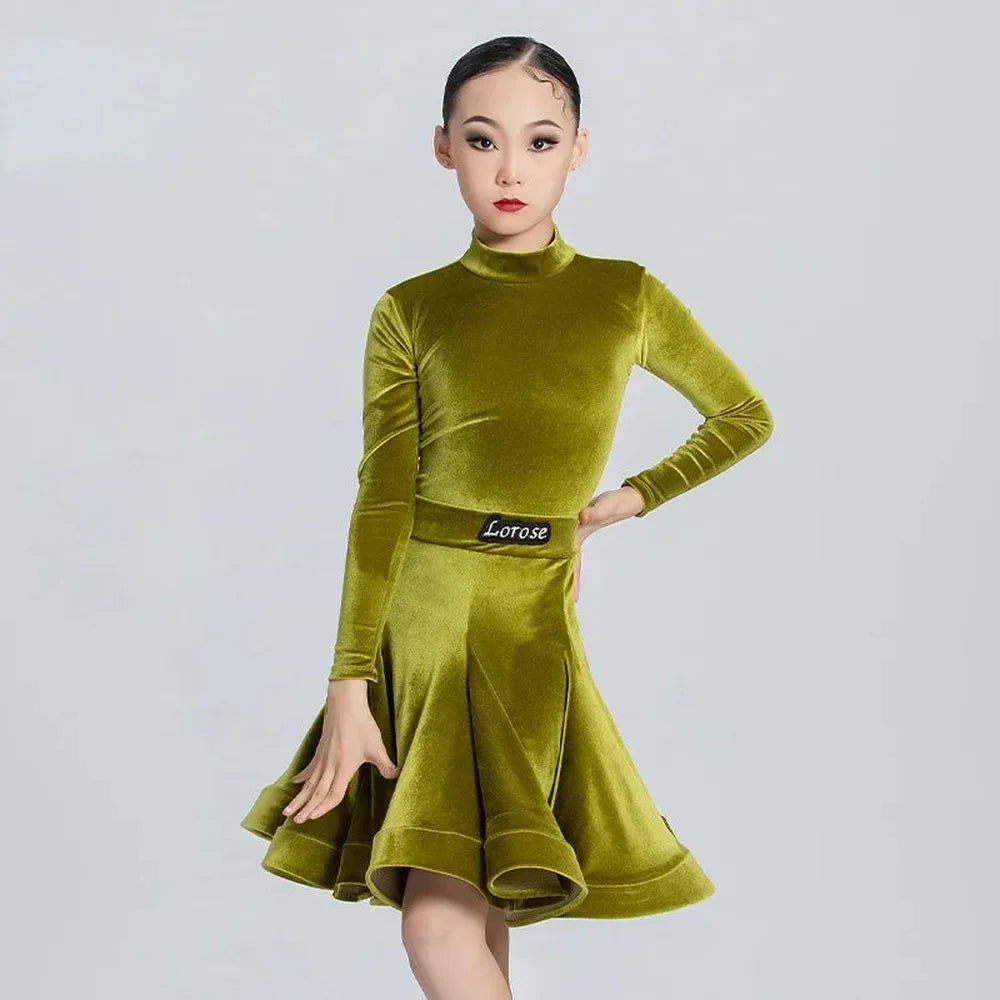 Girls' Velvet Latin Dance Dress