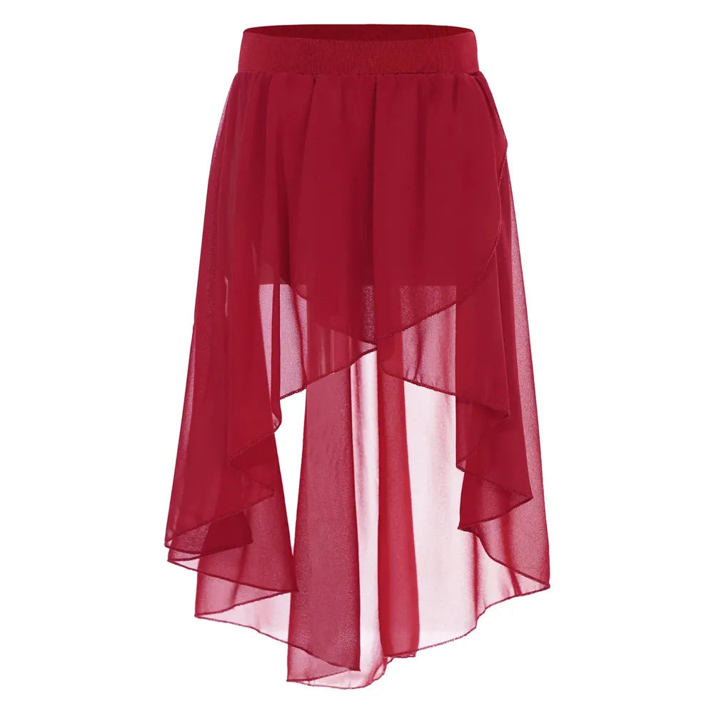 Petalene Chiffon Ballet Side-Dip Wrap Skirt