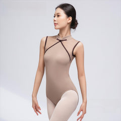 Nerissea Embroidered High-Neck Slim Fit Leotard