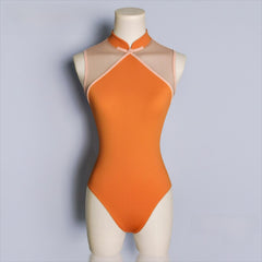 Nerissea Embroidered High-Neck Slim Fit Leotard