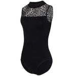 Alessia Black Lace Mock Neck Ballet Leotard