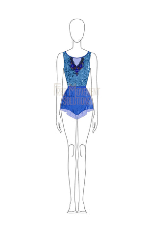 Couture Low Back Leotard with Asymmetrical Skirt
