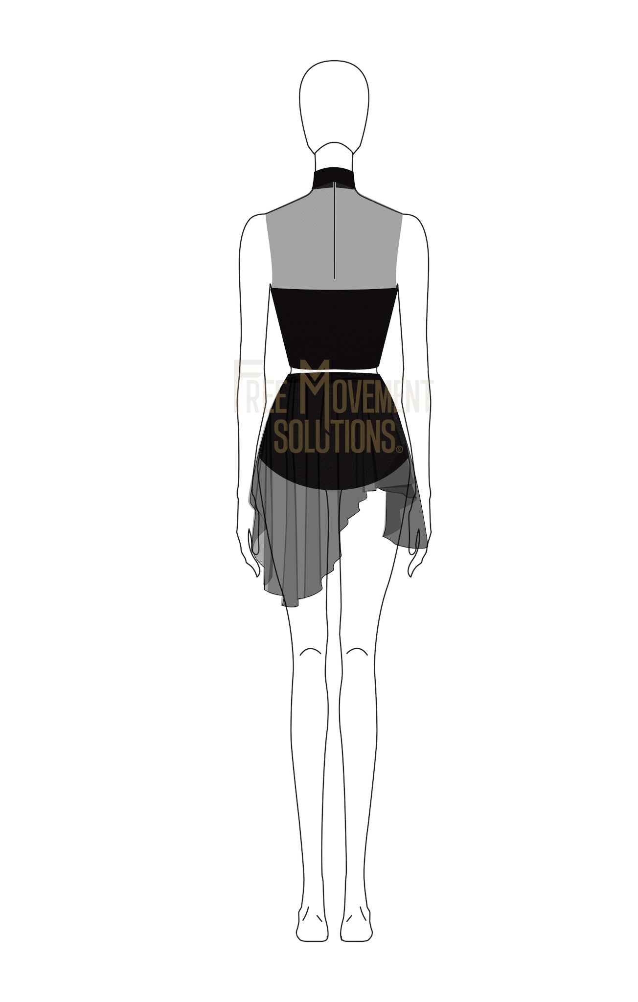 Couture Crop Top with Asymmetrical Skirt